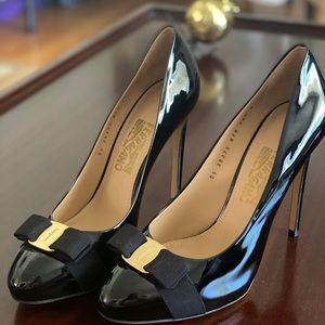 Ferragamo Black Patent Heels